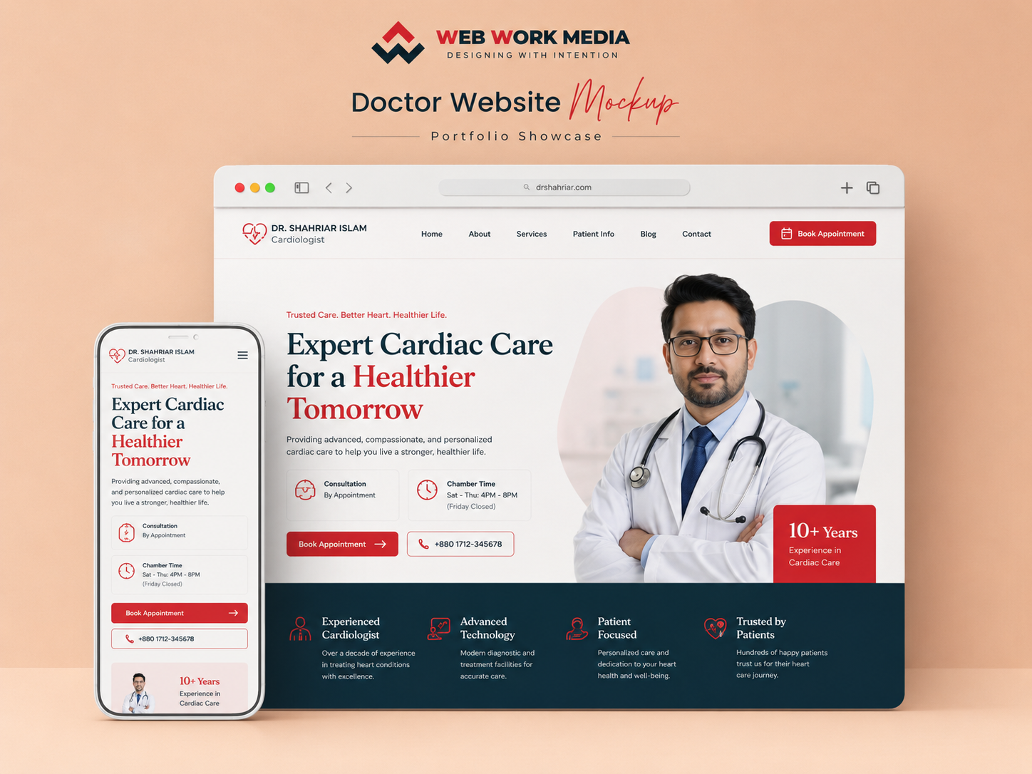 Cardiologist doctor website mockup by Web Work Media