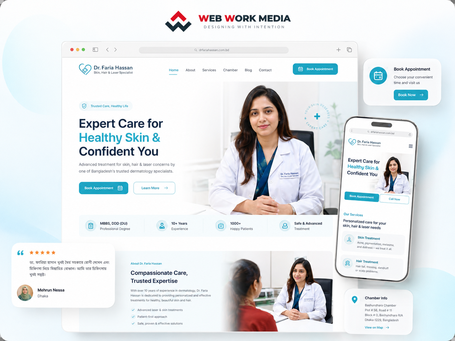 Dermatologist doctor website mockup by Web Work Media