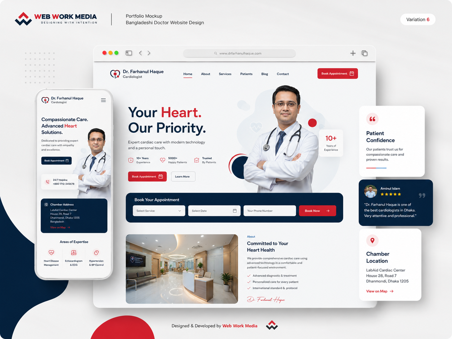 Cardiologist portfolio website mockup by Web Work Media
